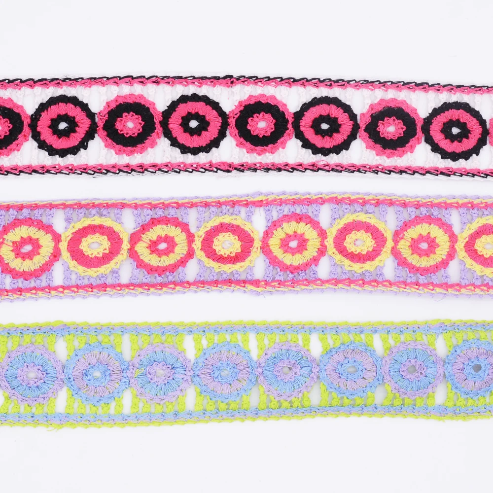 Crochet embroidery color customized design polyester lace trim