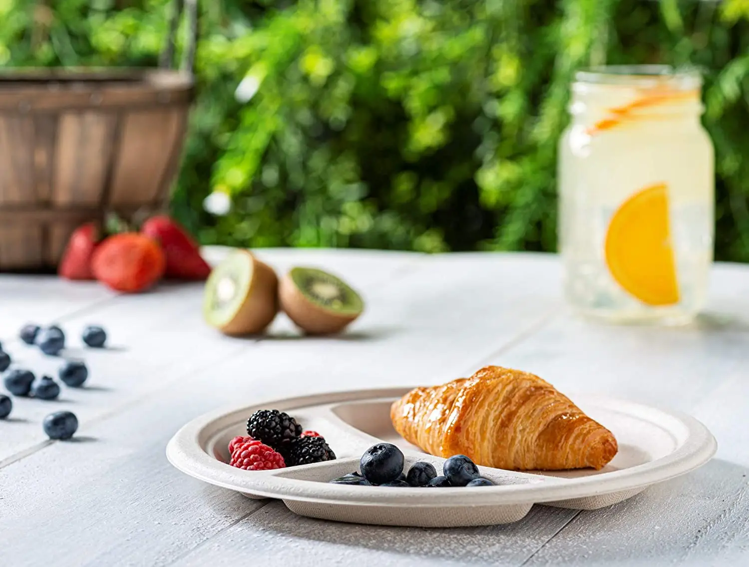 9 Inch Disposable Bagasse Paper Plates Unbleached Brown Natural Biodegradable Plate Sugarcane Plate