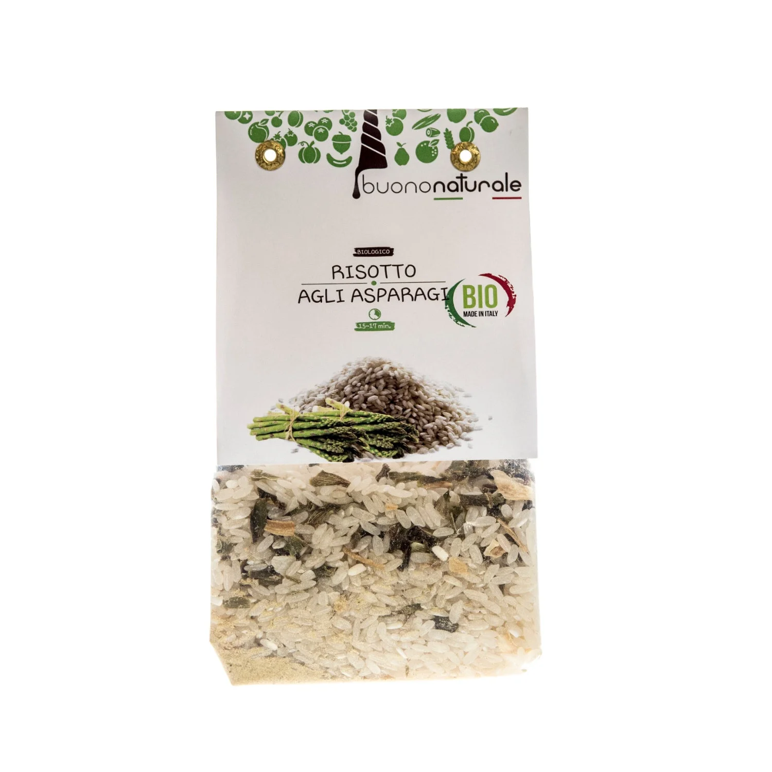 Risotto with asparagus ORGANIC 250g Vegan Gluten-Free Italian Meal for 3 in 15 Made from Carnaroli Rice and Dehydrated Veggies