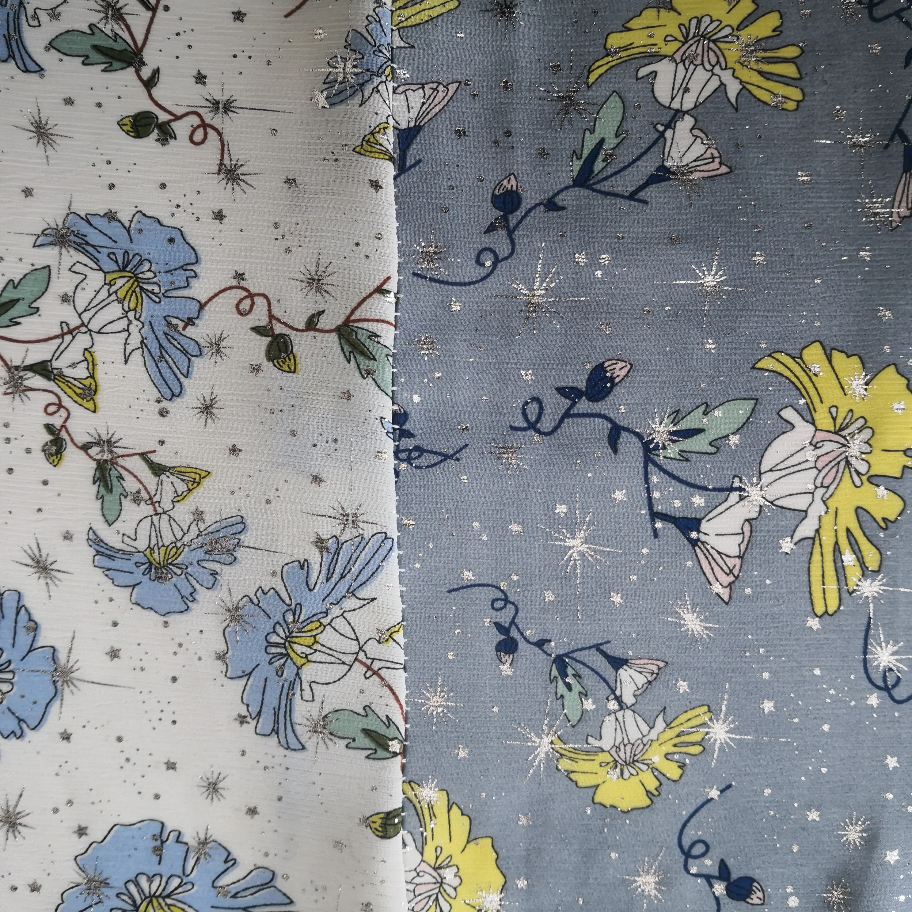 metallic silk shifon hair accessories fabric lurex silk pure rose chiffon decorative white flowers silk for wedding