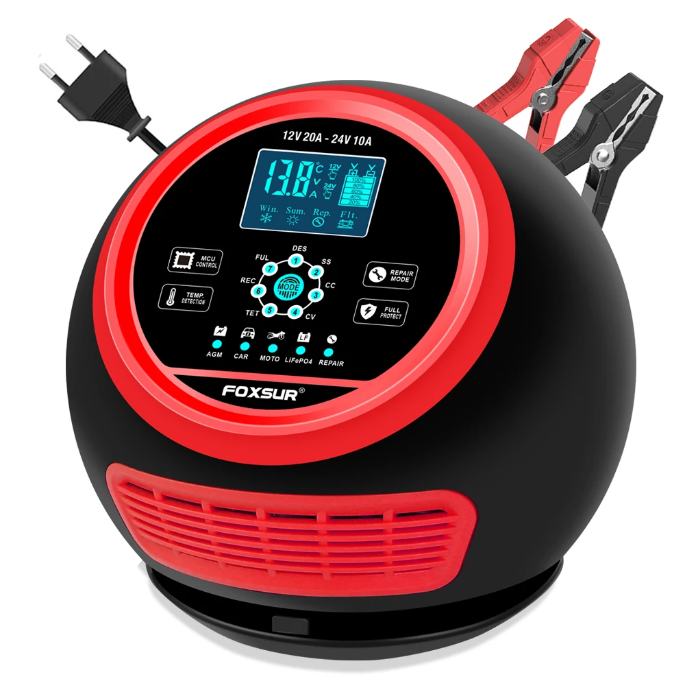 Fast Charging Car Battery Charger 12V 24V 20A Lead-Acid Battery Charger For Ev Cars With