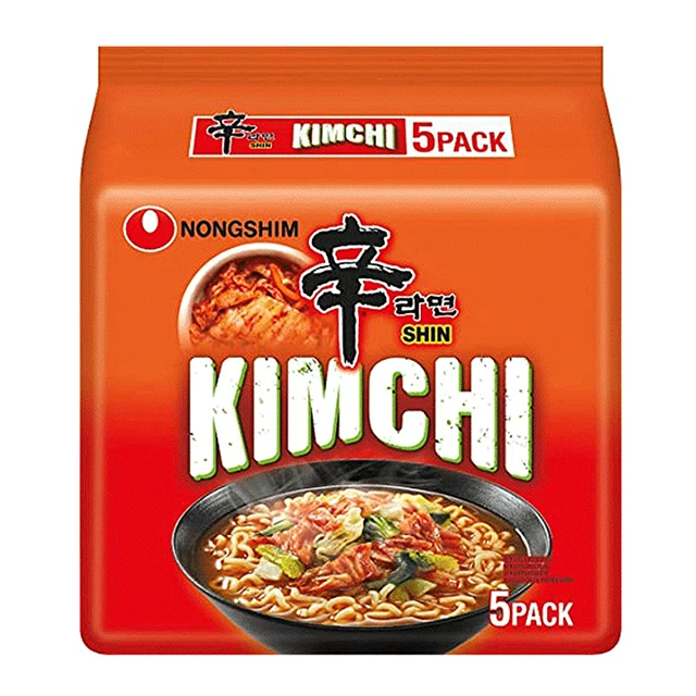 Customized Korean Wholesale High Quality Instant Food Packaging Suppliers Kimchi Noodles 120gmx5 (Bundle)