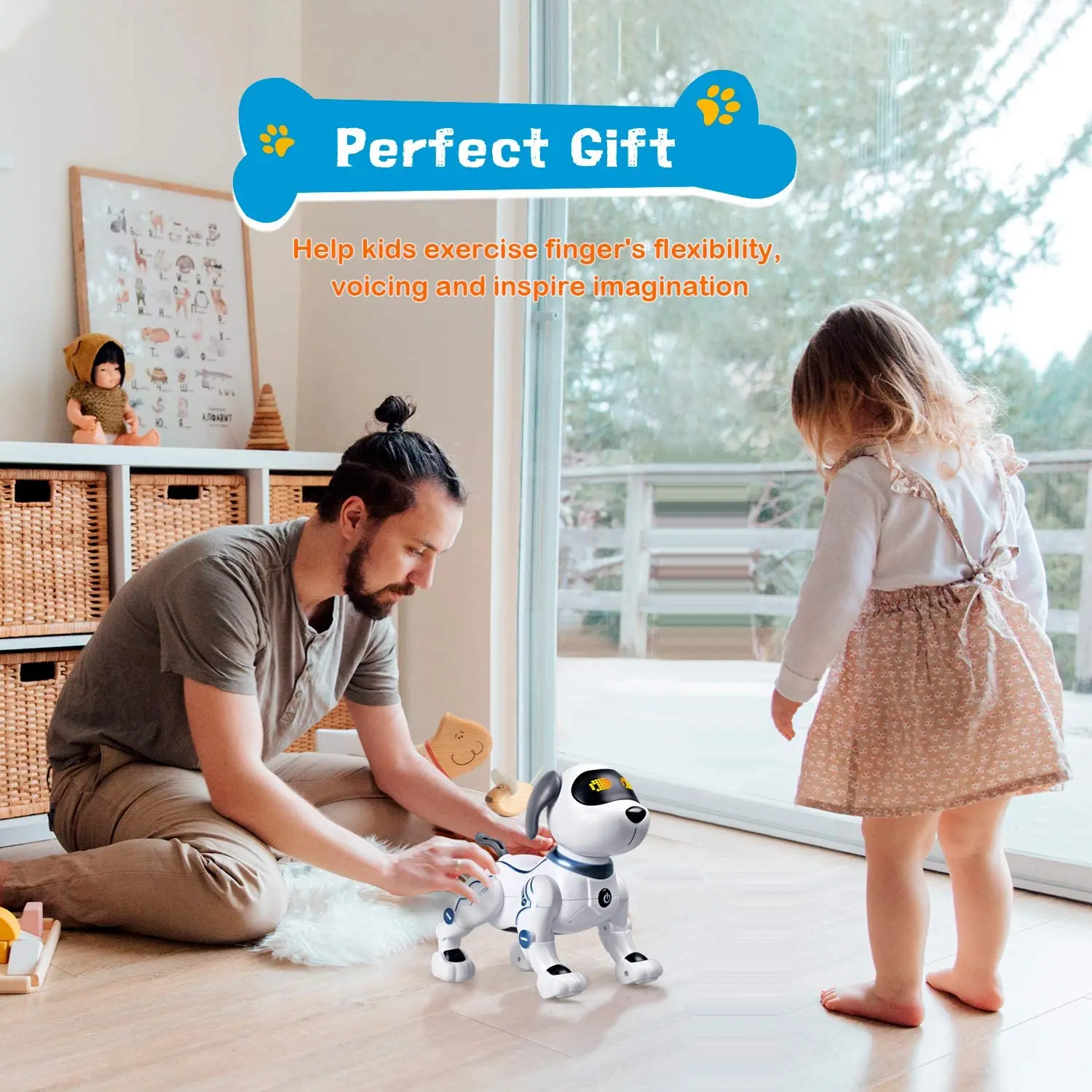  Hot sale Remote Control Toys Multi-Function Intelligent RC Robot Dog Electronic Pets With LED light for Kids