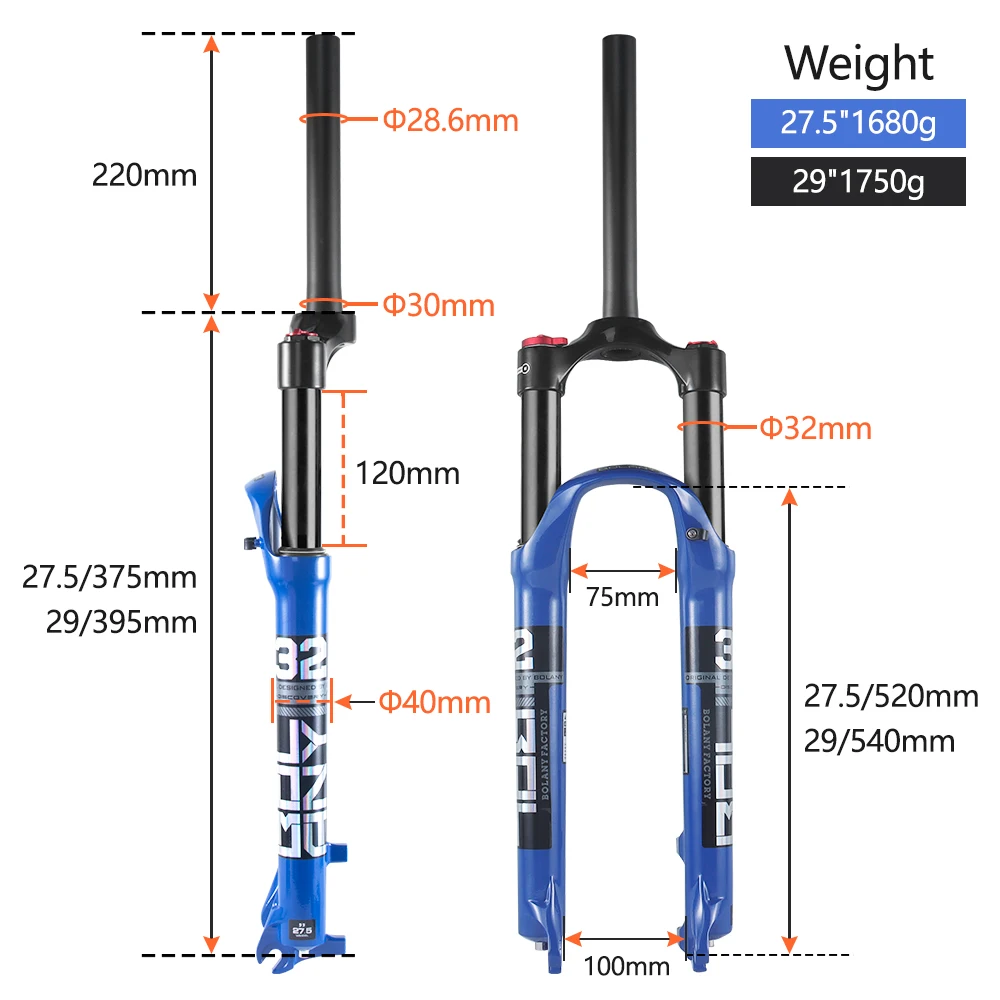 BOLANY 26inch27.5inch29inch Shock absorption bicycle air front fork magnesium alloy bicycle suspension fork