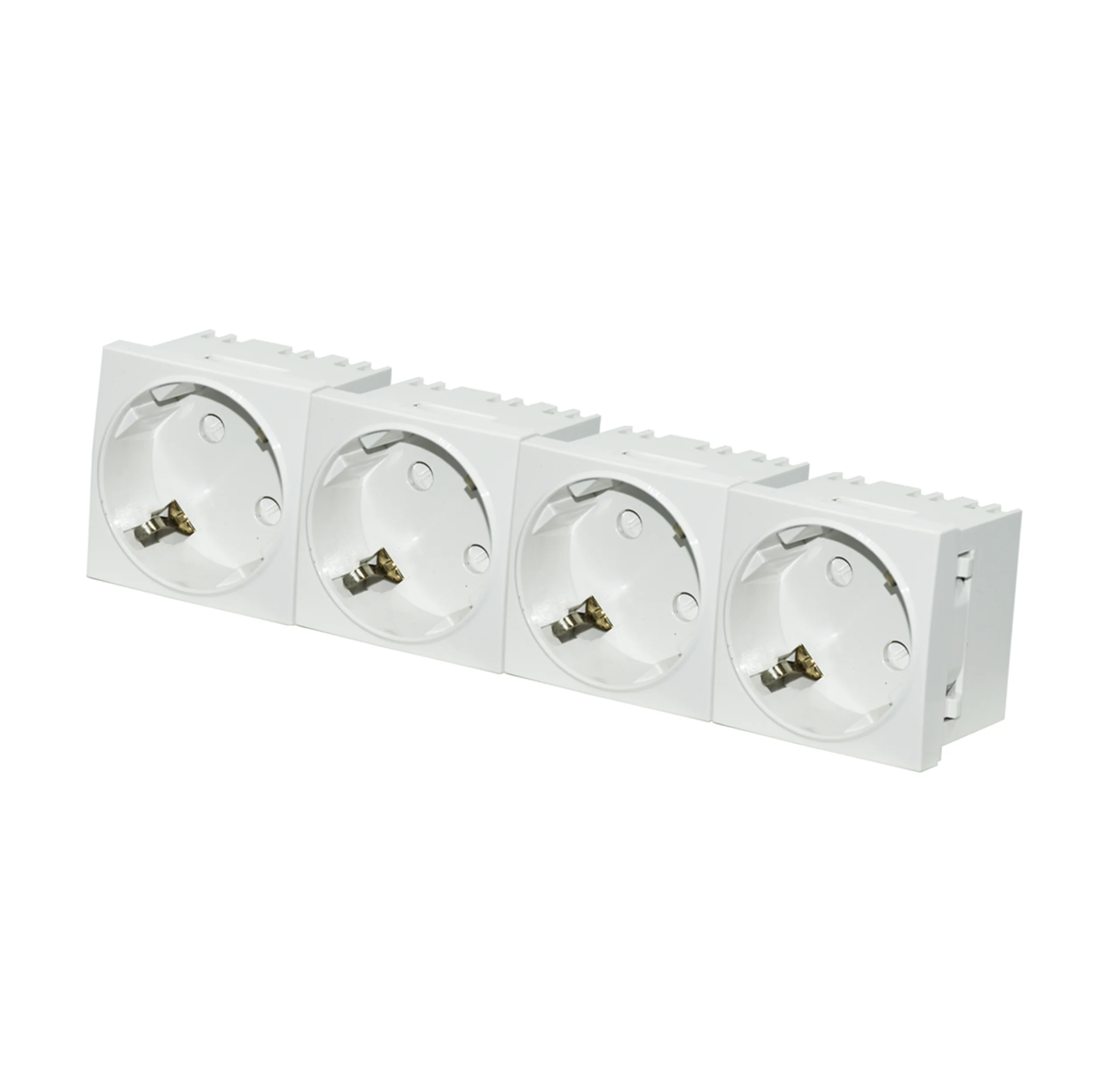 EU Standard German Schuko Socket 4 ports 16 A 250 V Series wall power outlet tamper resistant 45*45mm PC white
