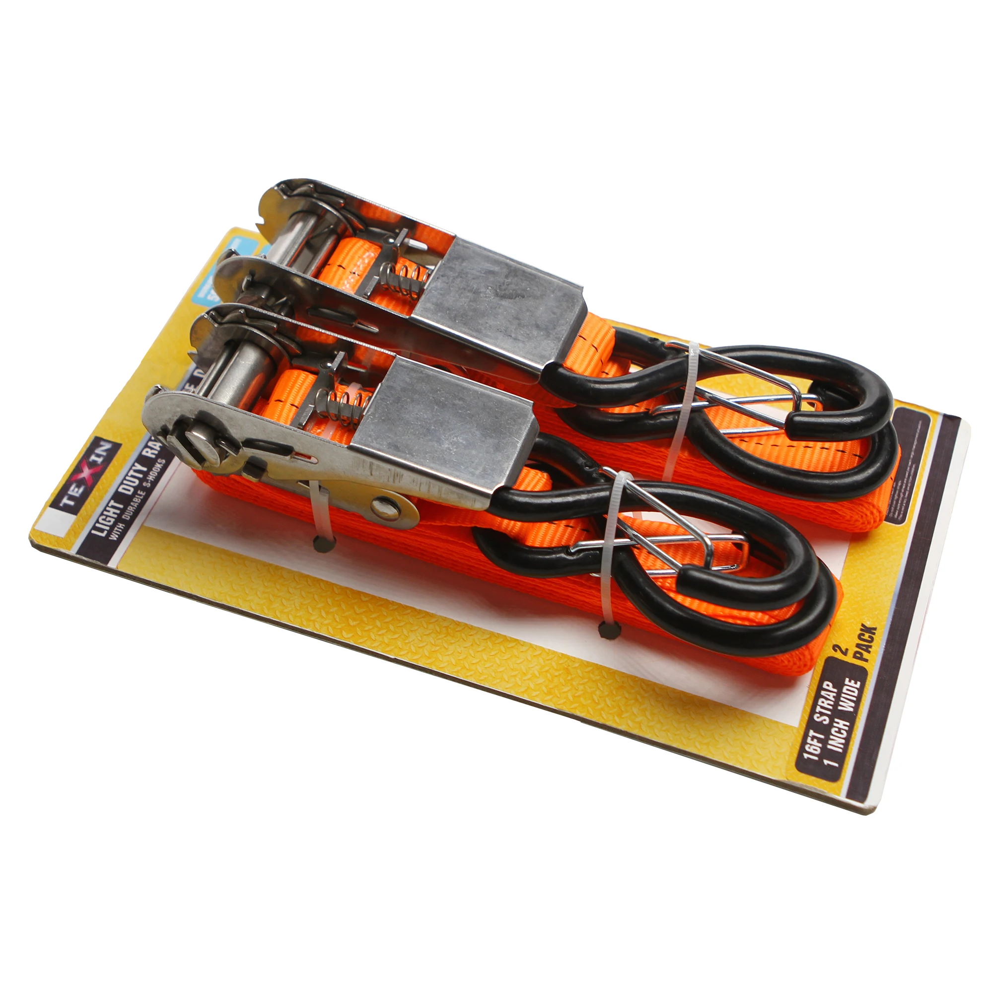 2pcs Set 25mm Motorcycle Accessory Ratchet Tie Down PE Lashing Strap Belt with S Hook for Cargo Control Ratchet Straps set