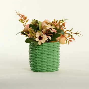 Искусственные цветы в современном бетонном горшке, Современный домашний декор, искусственная зелень в горшке