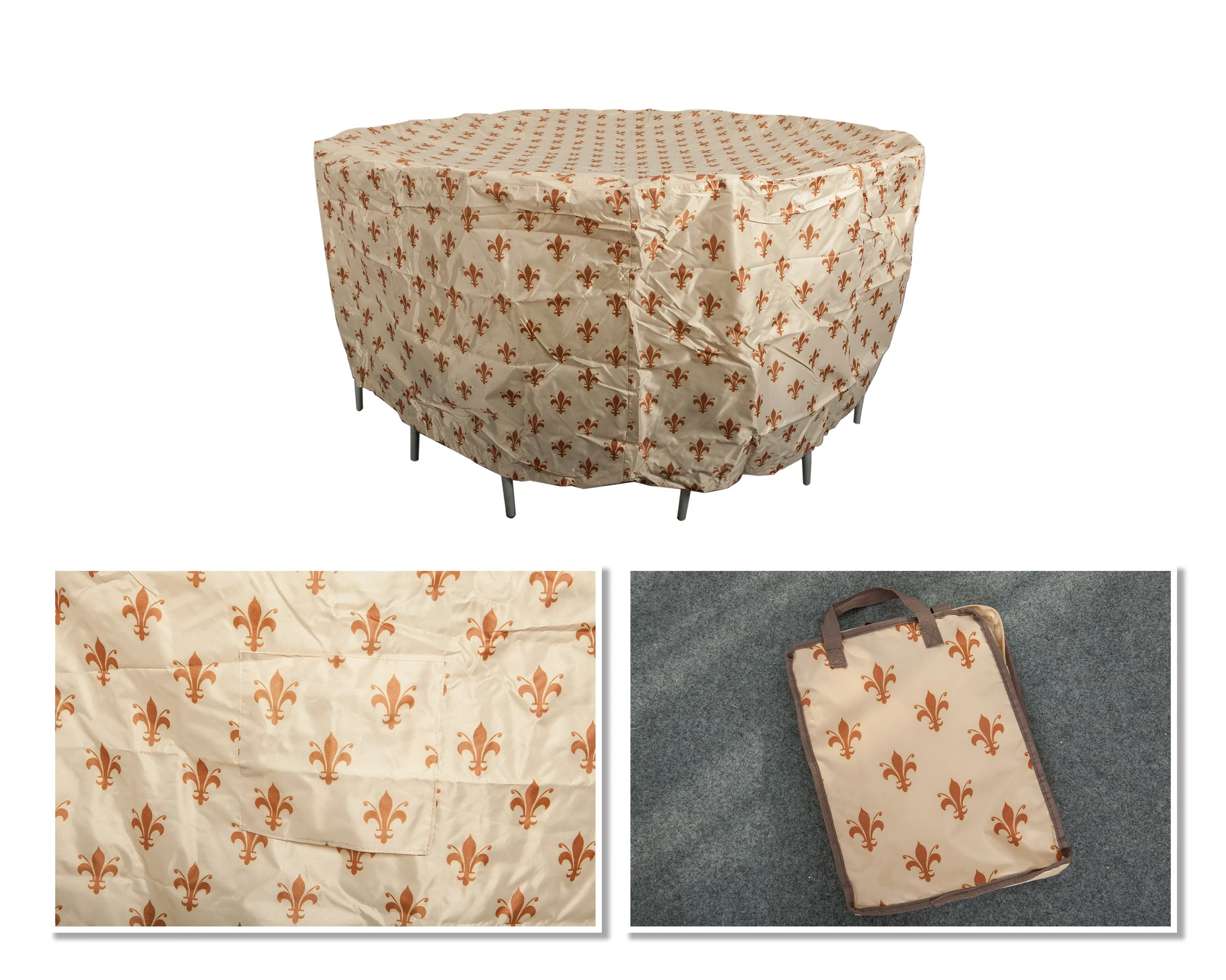 
Hot sale 420D Oxford plastic round table cover outdoor furniture cover waterproof high quality pvc table cover clear 