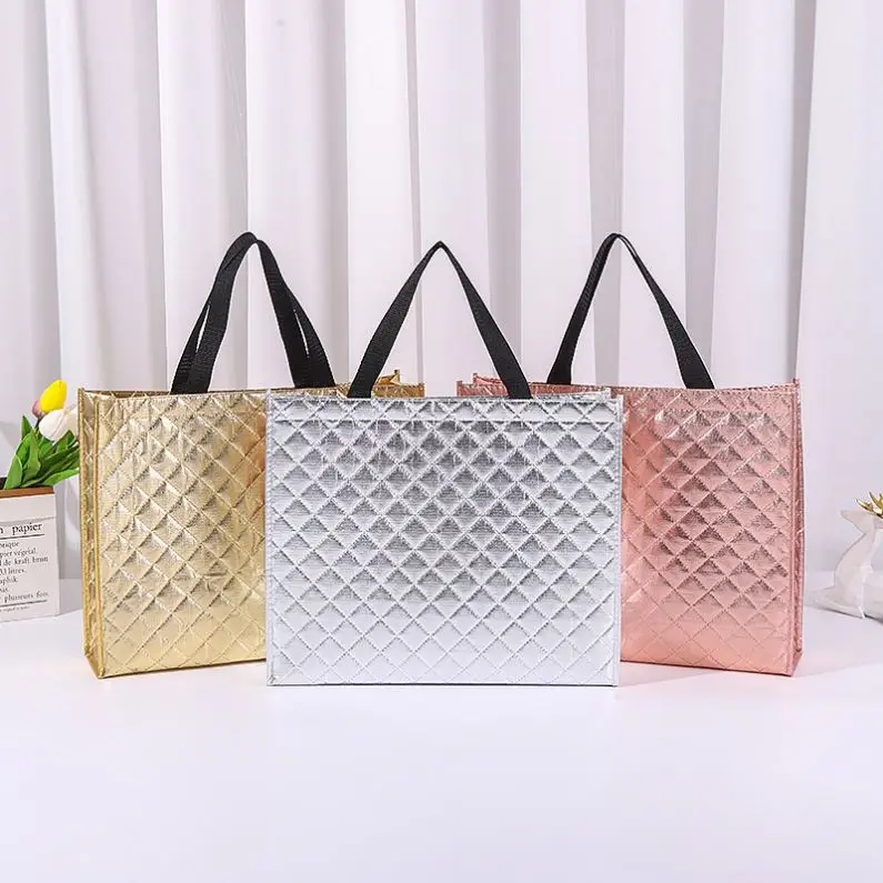 Wholesale Recycled Thickened Heavy-Duty Glossy Non-Woven Shopping Tote Bags For Clothing Shop Gift Promotional With Custom Logo