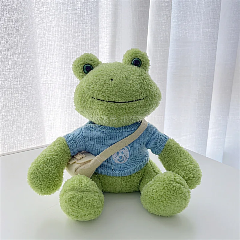Custom 25cm Design Soft Stuffed Animal Frog Plush Toy With Sweater Wholesale Cute OEM Plush Frog Toys For Claw Machine