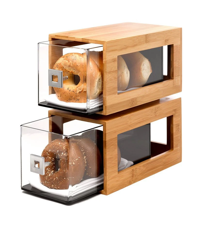 
Bambus Lebensmittelbehalter Stacka 2/3 Tiers Bamboo Bakery Display Case Column With Clear Acrylic Drawers 12.8