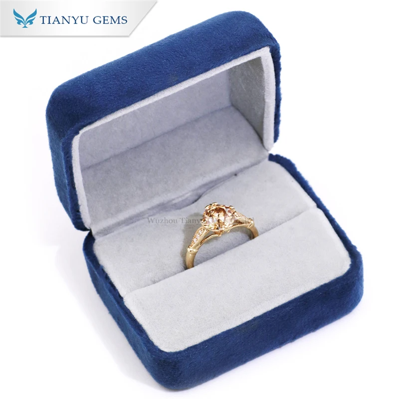 tianyu gems customized 14k gold rings champagne OEC cut moissanite diamond ring engagement jewelry for women