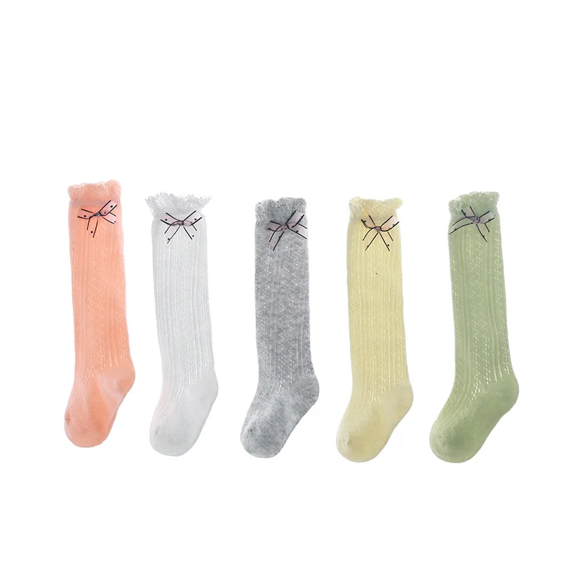 Y-Z Thin Breathable hollow knit socks for baby and toddler Crochet Socks Stylish baby cotton long socks
