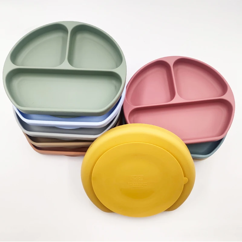 Wholesale Food Grade Silicone Suction Baby Dinner Plates With Sucker