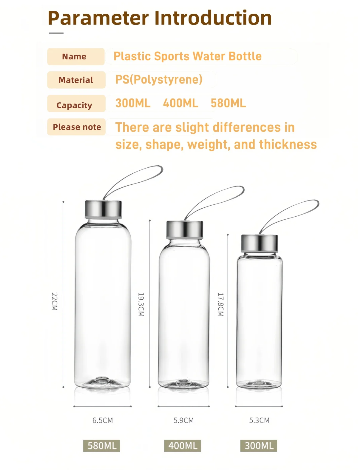 Wholesale Customized Unique PS Plastic Sport Bottle Plastic Bottle