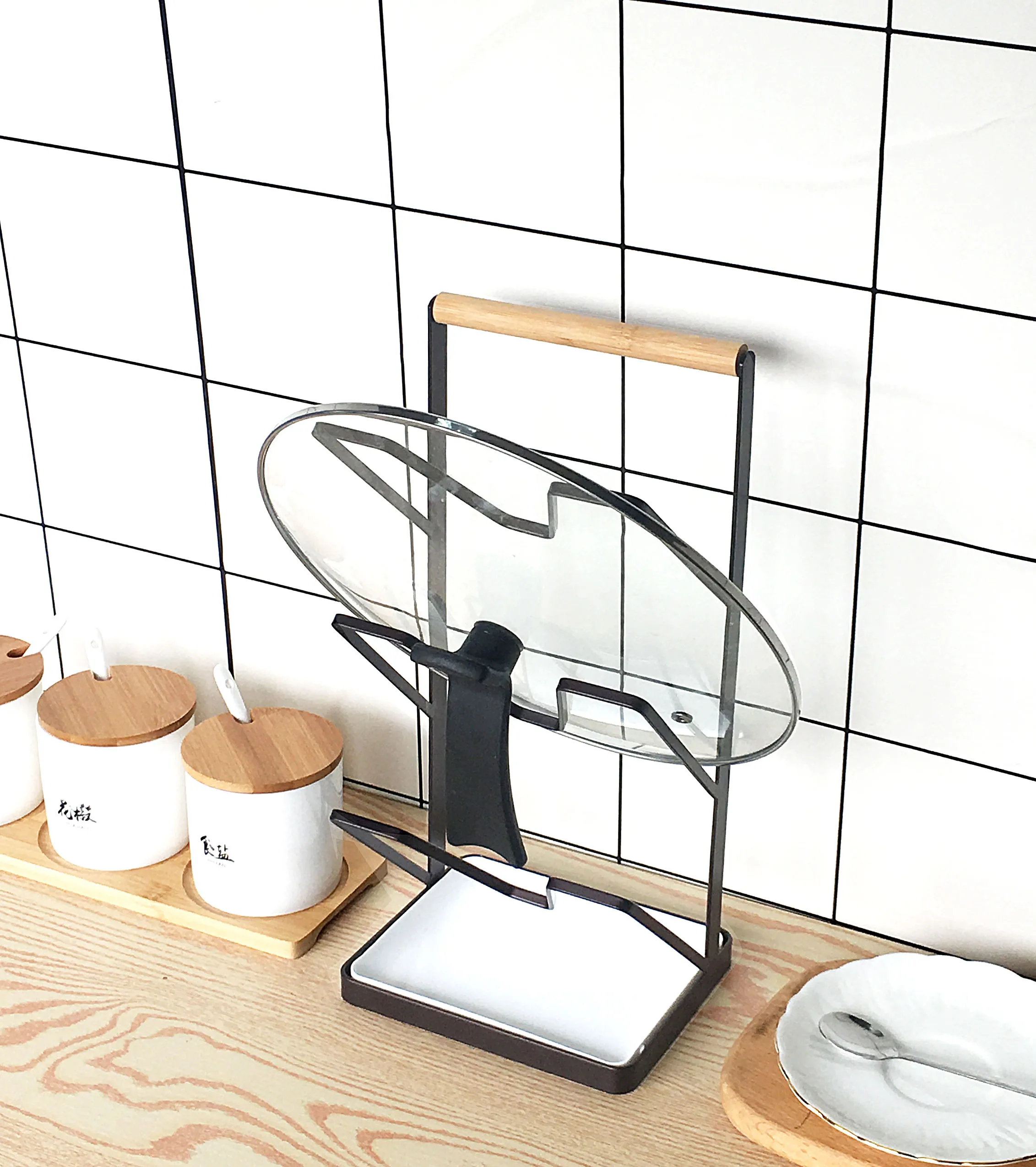 Scaffale portaoggetti da cucina con coperchio per pentole in acciaio originale Kusina