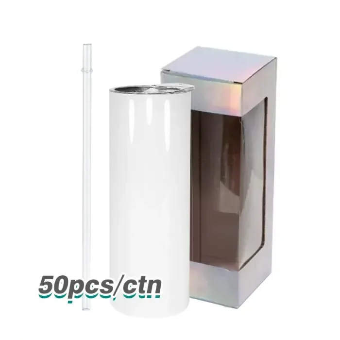 RTS USA WAREHOUSE Fast Shipping 20oz Stainless Steel Sublimation Blank Straight Tumbler with Lid Straw