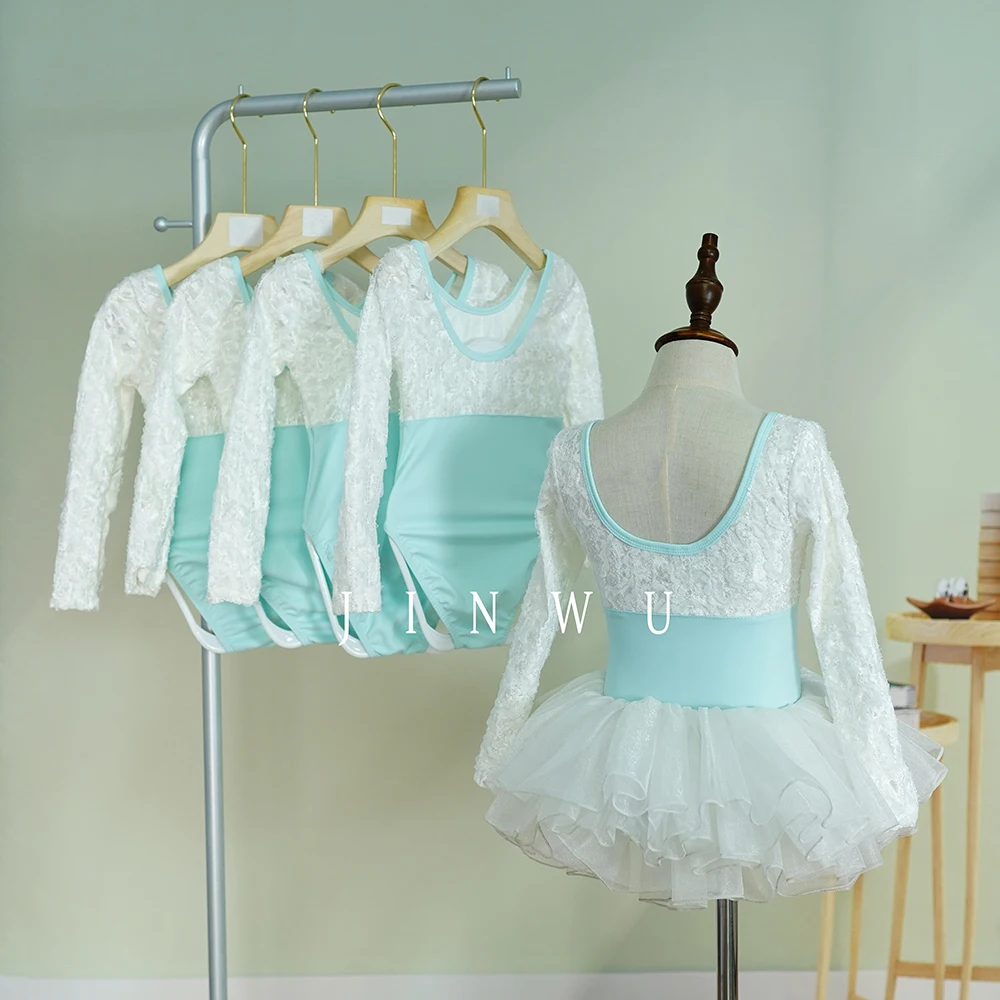 New trendy fabrics U back kids girls long sleeves dance trainingwear ballet leotard