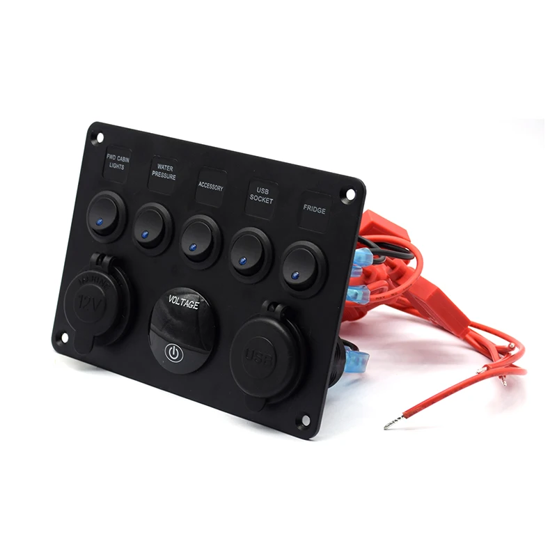 12-24V Campervan гоночный светодиодный выключатель света Панель управления USB с ВКЛ-ВЫКЛ сенсорный вольтметр