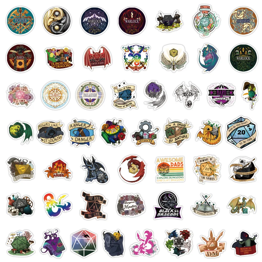 WOWEI 100pcs Dungeons and Dragons Stickers Aeshteic Anime Stickers for Teens Laptops Vinyl Waterproof Decals