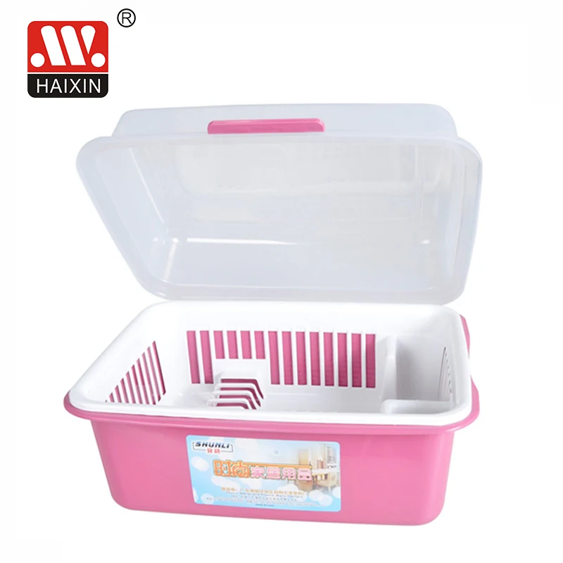 15L Dish Drying Rack with Lid Cover and Drain Board