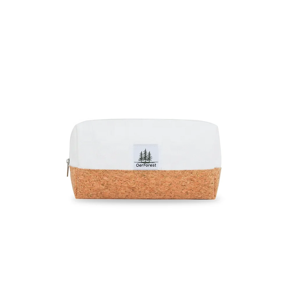 Large capacity canvas cork 4pcs cosmetic bag set travel cosmetics organizer case makeup bag custom for skin care products