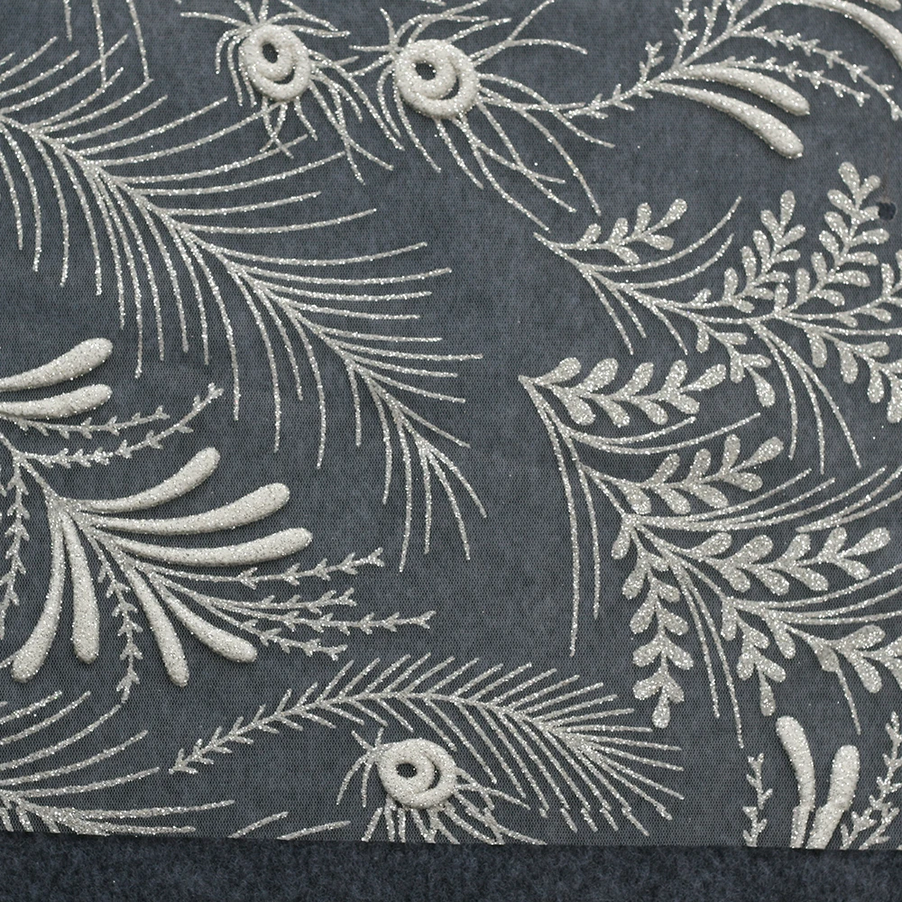 Print Tulle Fabric Bridal Glitter Tulle Mesh White Wedding Fabric 3D Glitter Foam Tulle Fabric