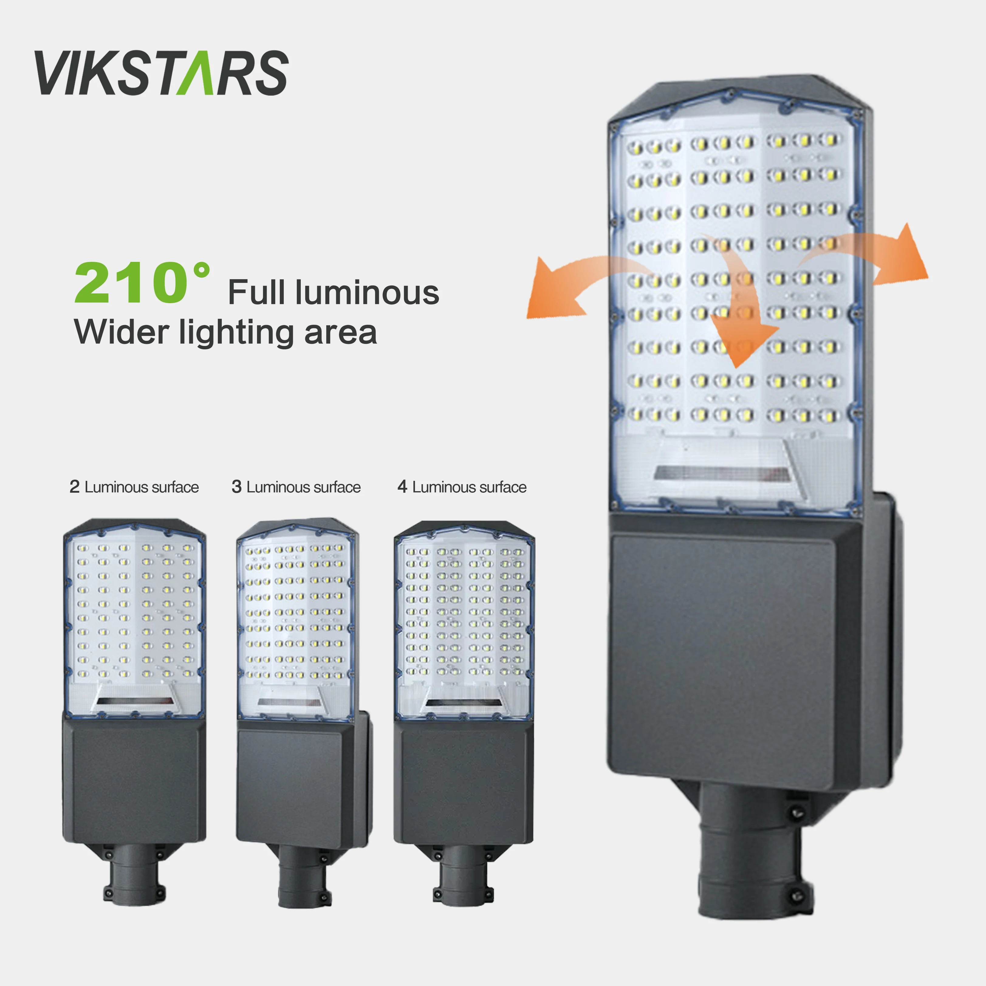 300w 400w 500w led solar street lamp with wide 3 emitting side lens for yard pathway main street driveway lighting