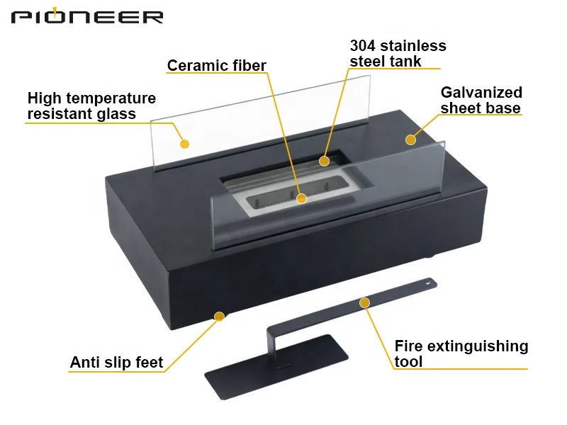 Indoor Ethanol Alcohol Fire Pit 304 Stainless Steel Tabletop Fireplace