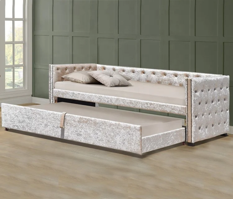 High Quality Living Room Furniture Modern Style  Crush Velvet Fabric single size Day Bed