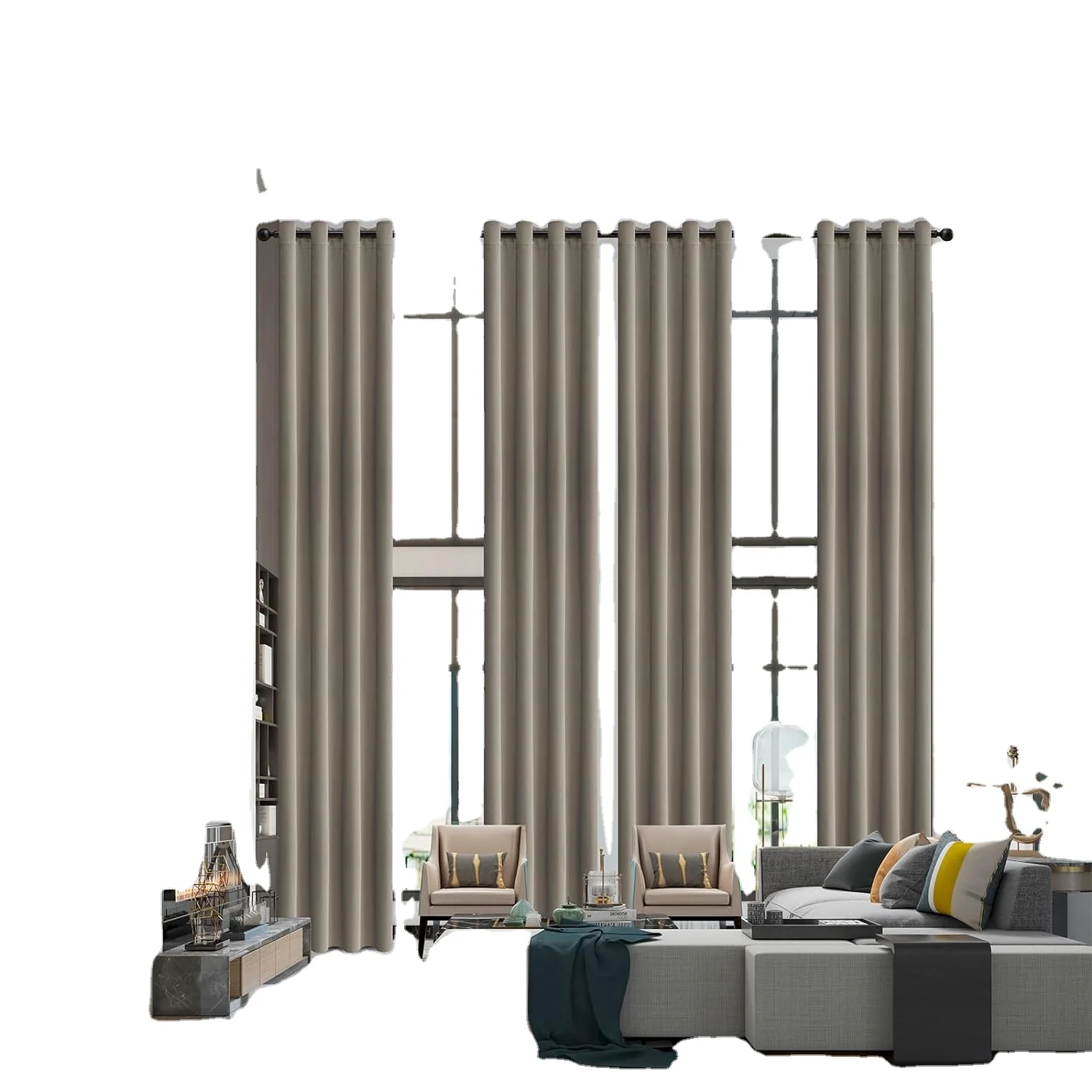 Extra Long Curtains High Ceiling Drapes for Living Room, Tall Custom Made Blackout Bedroom Loft Theater 1 Panel Grey