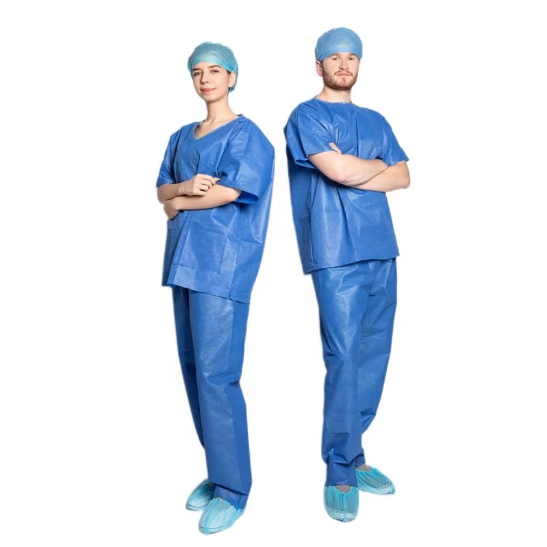 Eco-friendly Nursing Disposable Scrubs Suit Medical NonwovenHospital Uniforms Scrub Suit PP SMS