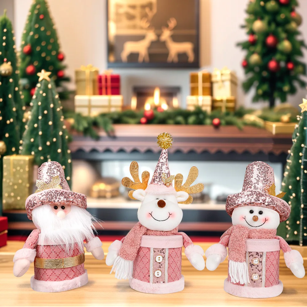 2025 Pink Candy Jar Cute Christmas Doll Peace Fruit Box Christmas Candy Packing Box