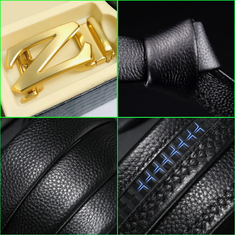 Factory Wholesale Trendy Fashion Gift Box Double buckle Z Luxury Brand Famous Designer Men Genuine Leather Belt