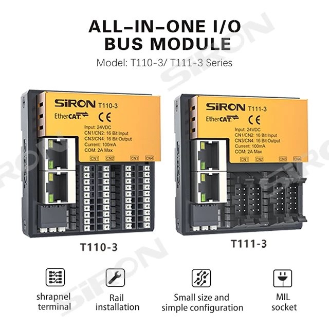 SiRON T110 ~T111 series Digital/analog Inputs And Outputs 8/16/32 Channels Ethercat Bus Couple  Bus Io Module
