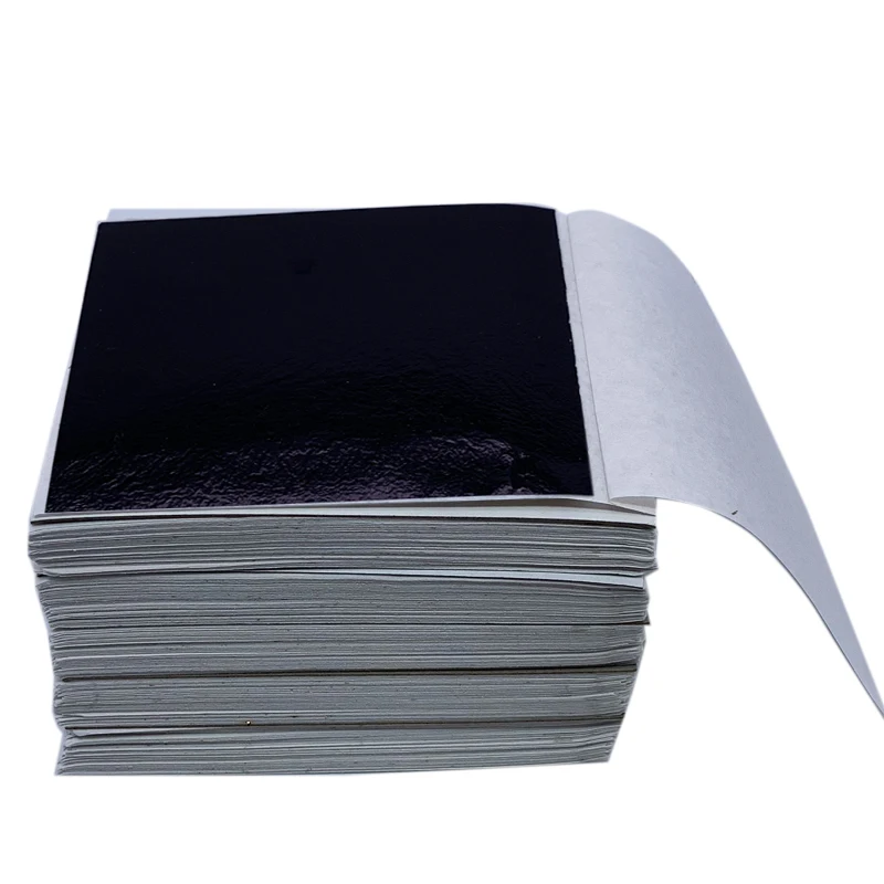 8 X 8.5 Cm 500 Pcs Gilding Crafts Nail Furniture Colorful Black Taiwan Imitation Gold Leaf Foil paper for Painting
