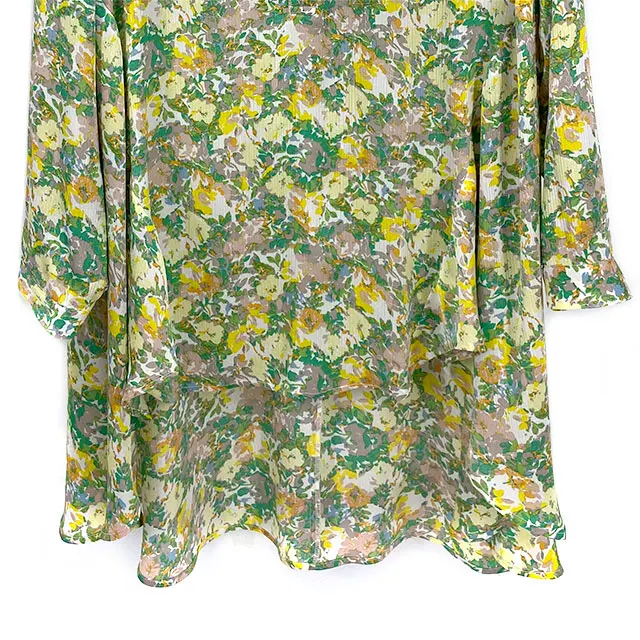 
Elegant Western New Design Flower Girls Modest Ladies Dress European Style Hot Sale One Piece Mini Georgette Printed Silk Dress 