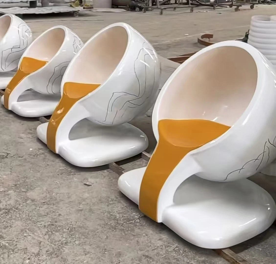 fiberglass decorative sculptures coffee cup sculpture electroplating fiberglass  ornaments for home decoration