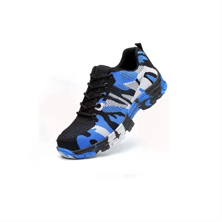 zapatos de trabajo camouflage breathable steel toe anti-smashing sports work safety shoes safety sneaker