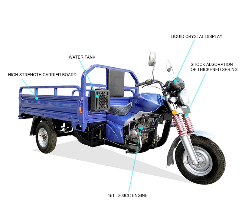  JINPENG сильный Мощный 200cc три колеса моторизованный трехколесный велосипед Грузовой дизельный