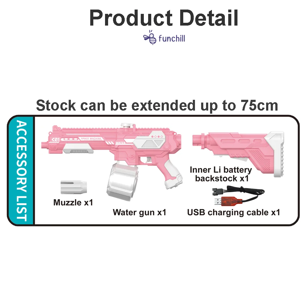 2024 Summer Toy Outdoor Play Beach Automatic Suction Water Gun Electric With 1350ML High Capacity