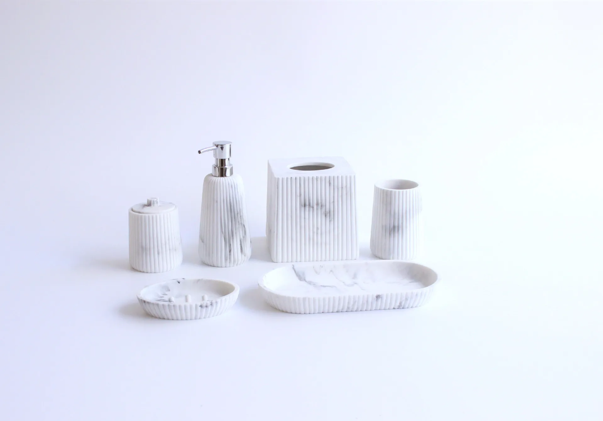 Elegant Black Marble Bathroom Accessories Set Toilet Trash Can reusable Stone home accessories Resin Bathroom Set