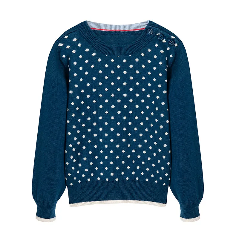 
Gabbyloop Baby crewneck dots pattern intarsia sweater pullover pure cotton baby clothes 