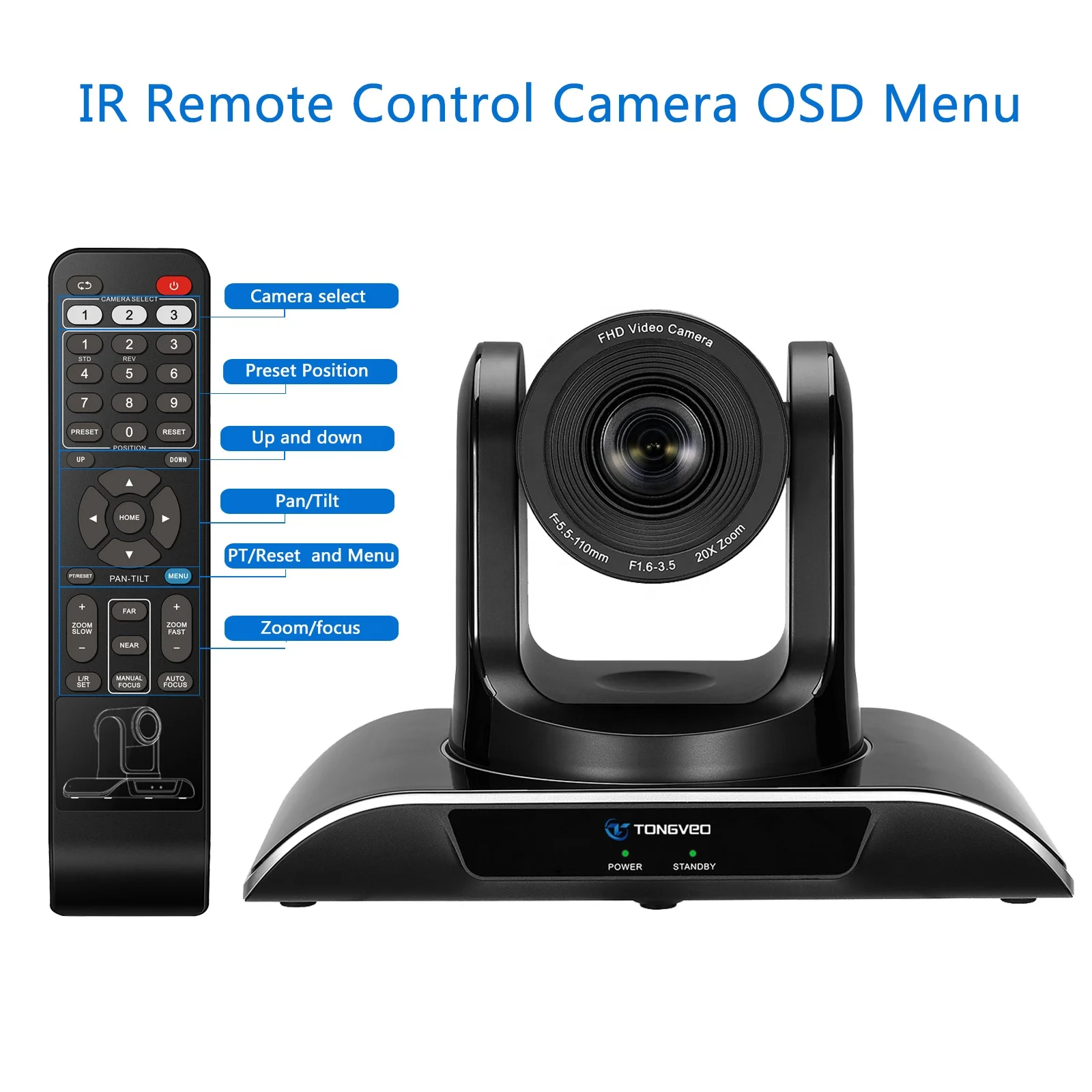 Large Conference Level 10 Meeting HD 1080P 20X Optical Zoom Camera PTZ Video Conference System