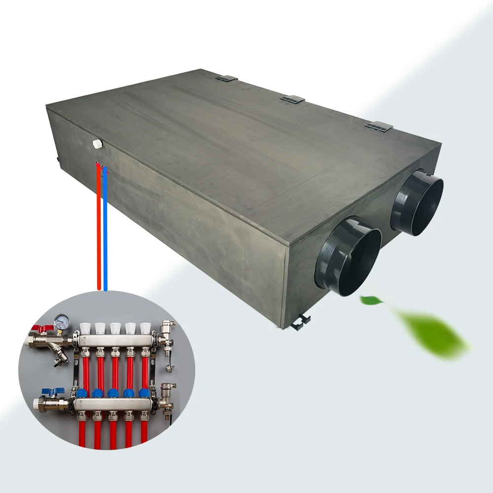 Contemporary Bidirectional Ceiling Mounted Energy Recovery Ventilation System with Water Coil Preheat and Precool