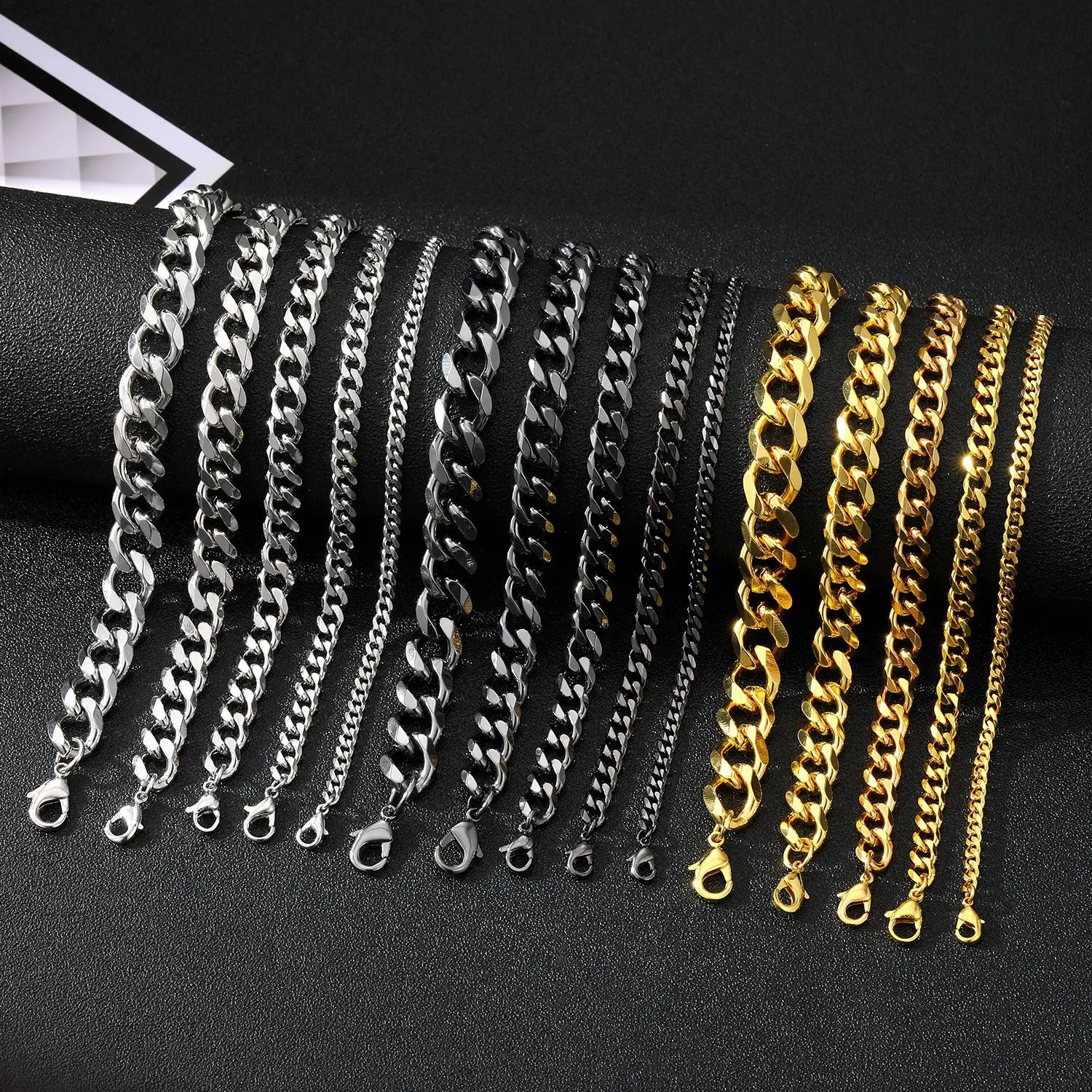 Duoying Fashion High Quality Stainless Steel Cuban Chain Bracelet Necklace Wholesale Men Stainless Steel Hip Hop Cuban Chain