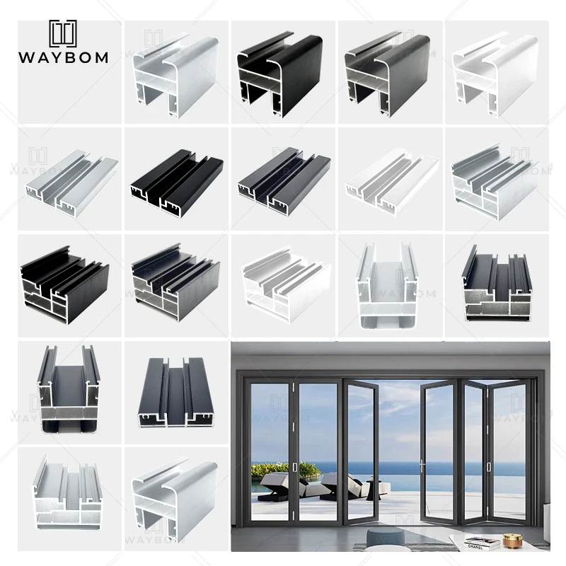 75mm folding house door wholesale Balcony bi fold with folding door aluminum construction material other doors aluminum profile