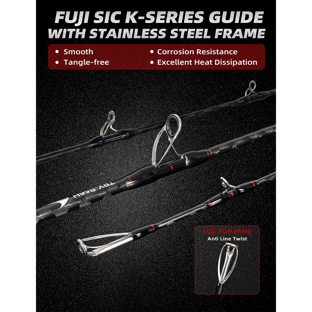 200g/300g/400g Offshore Carbon Fiber Solid Slow Jigging Rod Fishing Slow Pitch Jigging Popping Rods