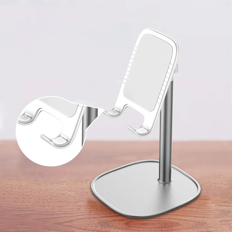
adjustable mobile phone stand aluminum alloy metal bracket custom logo mobile phone desk top support mobile stand 