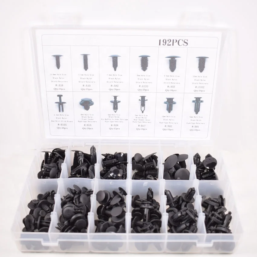 192 шт./компл. набор автомобильных фиксаторов для автомобилей Toyota /Honda /GM /Ford #34201621,21030249,1595864